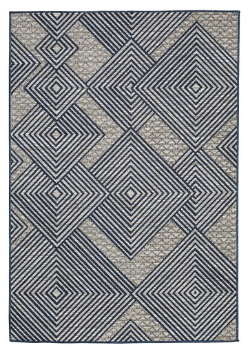 Tapis contemporain moderne en polypropylène treillis noir gris