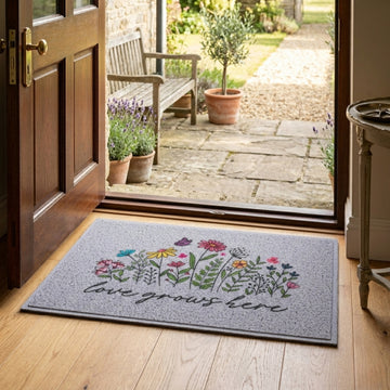 Matologie Love grows here Bouquet Easy Clean Indoor-Outdoor Door Mat - Erbanica