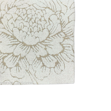 Ivory Beige Garden Roses Handmade Wool Area Rug