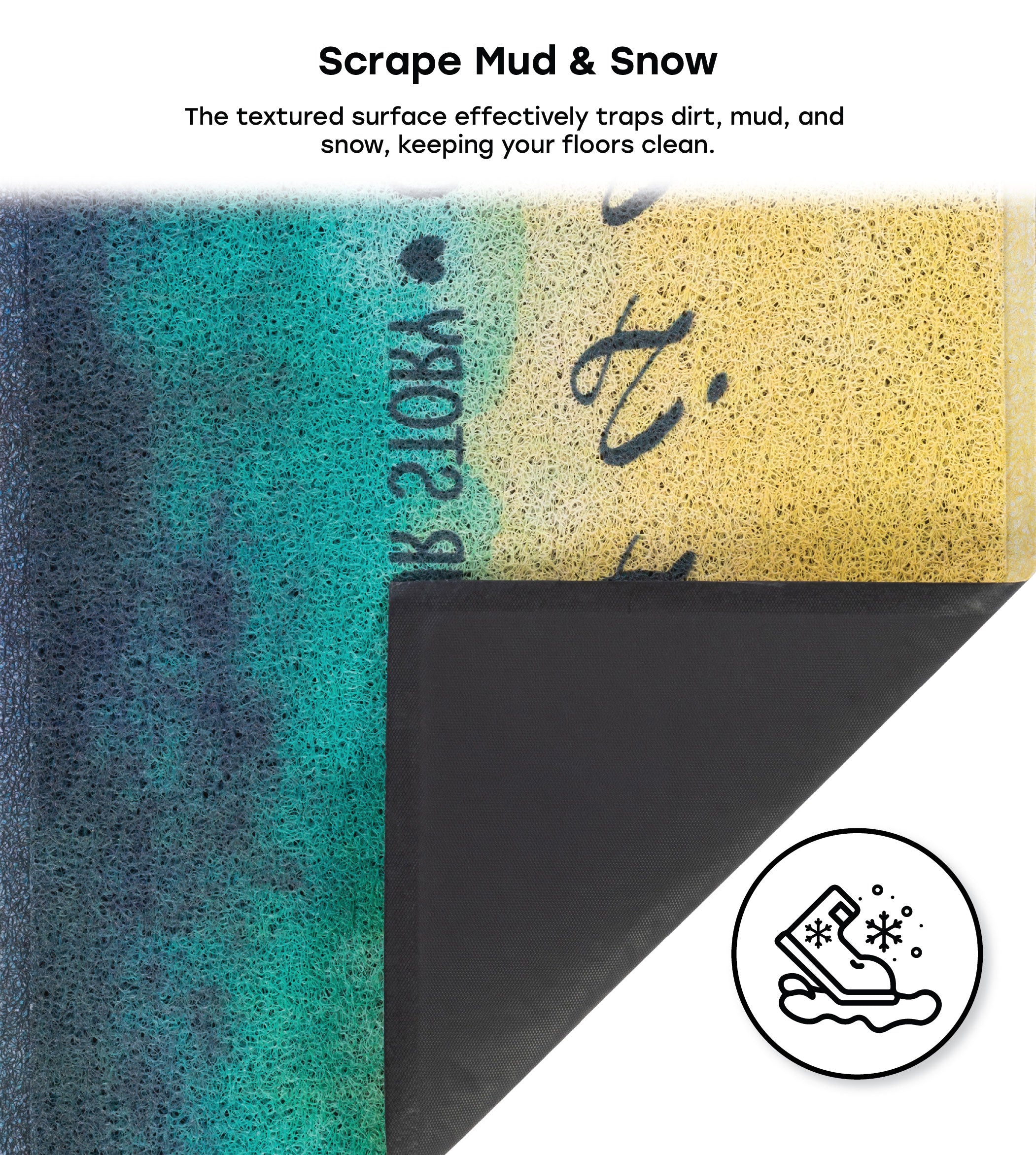 Matologie Multicolor Beach Text Easy Clean Indoor-Outdoor Door Mat