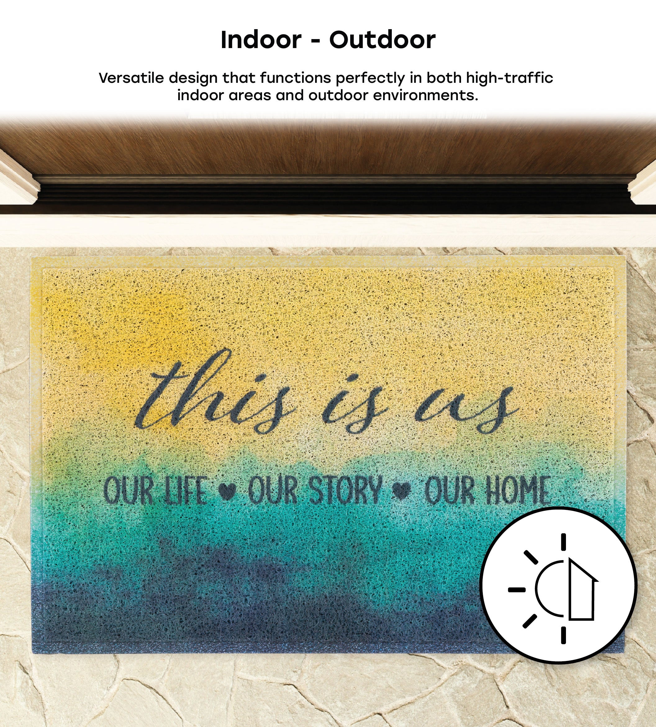 Matologie Multicolor Beach Text Easy Clean Indoor-Outdoor Door Mat