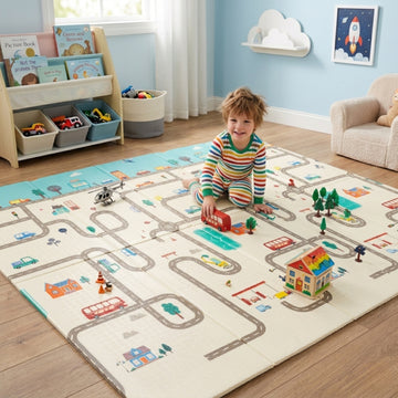 Multicolor City Farm Reversible Baby Kids Play Mat - Erbanica