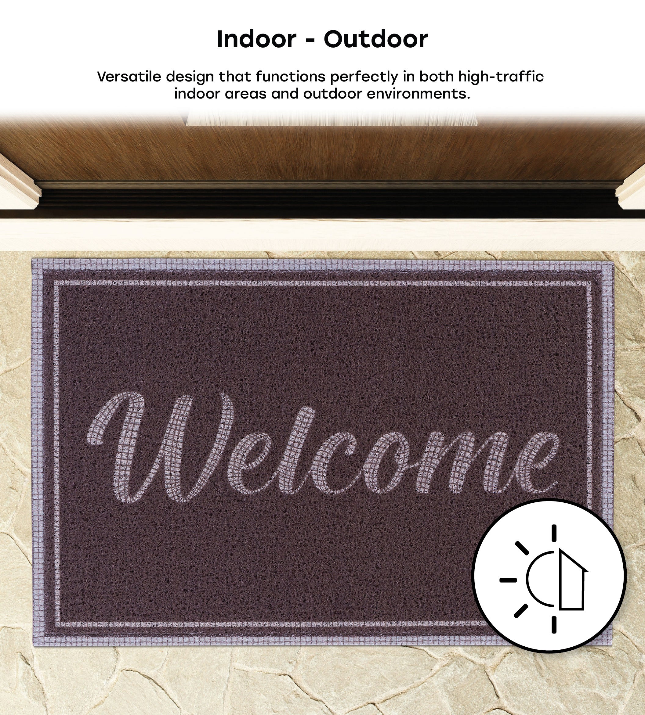 Matologie Deep Burgundy Welcome Easy Clean Indoor-Outdoor Door Mat