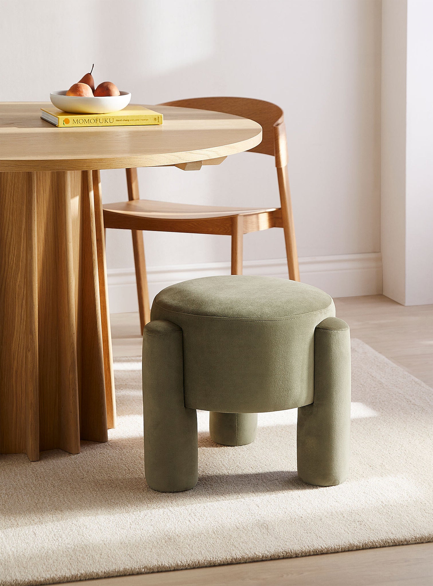 Caleo Olive Velvet 19" Round Stool