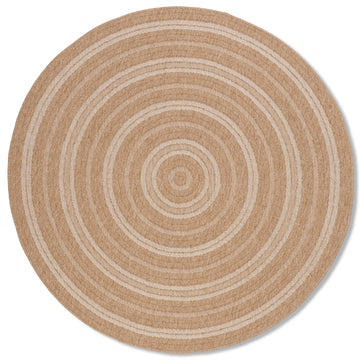 Round Stripes White Indoor-Outdoor Synthetic Jute Rug