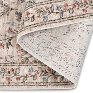 Tapis gris beige de qualité supérieure d'inspiration vintage Farahan