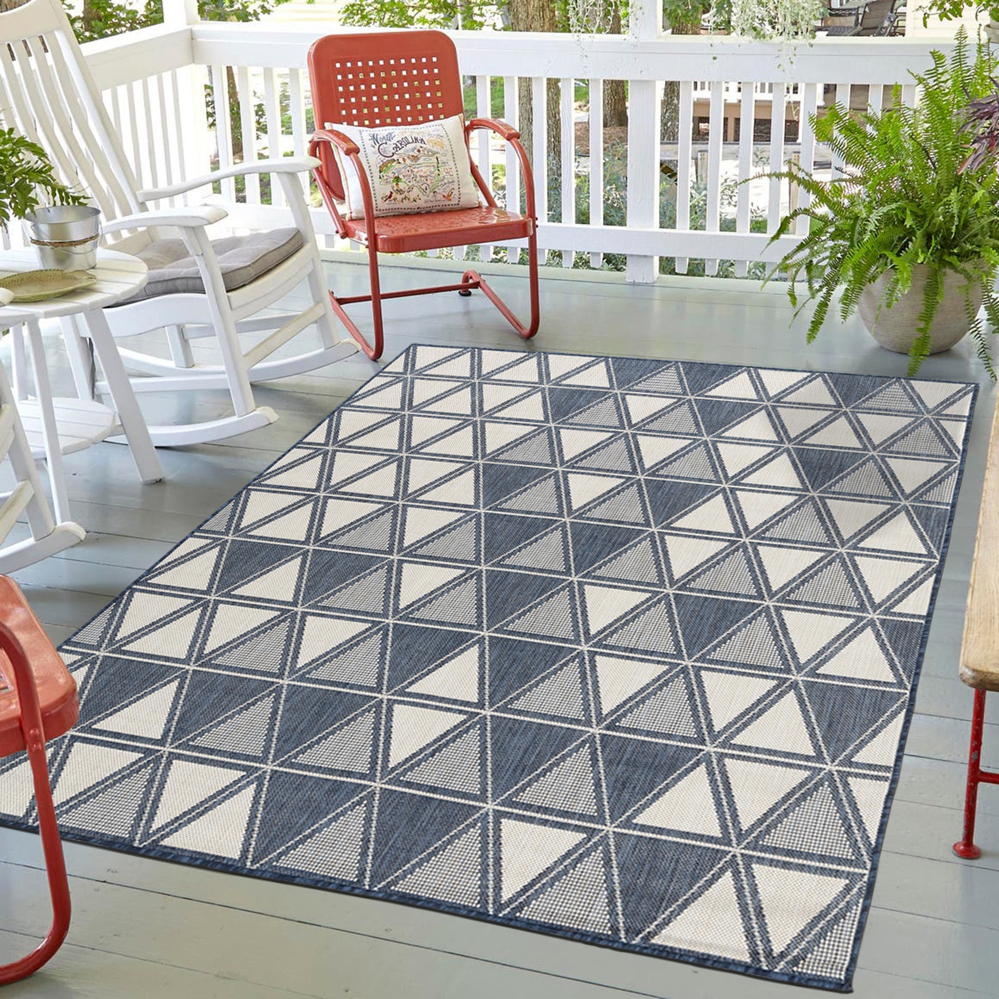 Quick Dry Navy Indoor Outdoor Rug for Patio Backyard Deck Balcony Terrace