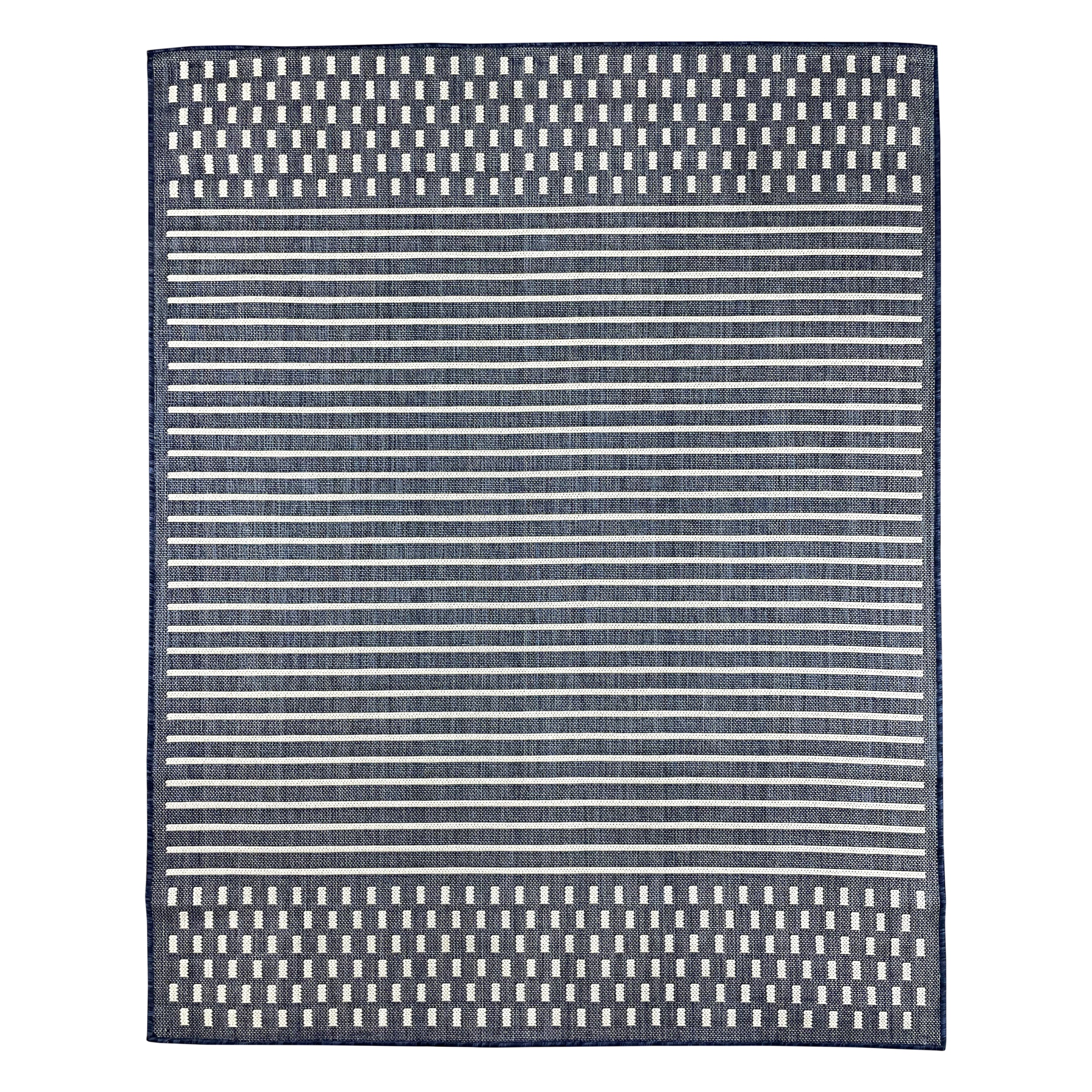 Quick Dry Blue Stripes Indoor Outdoor Rug for Patio Backyard Deck Balcony Terrace