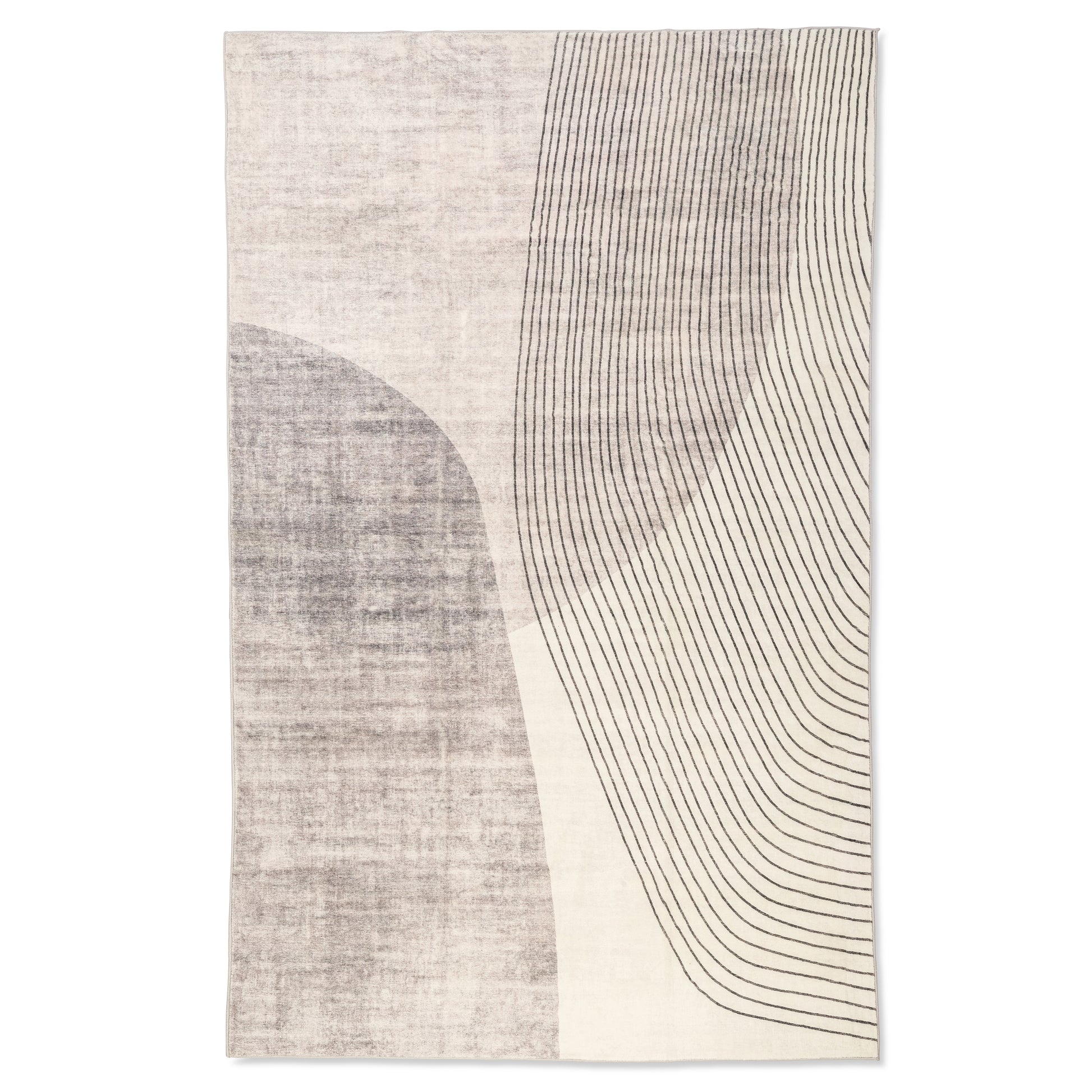 Modern Abstract Ultra-Soft Ivory Washable Rug