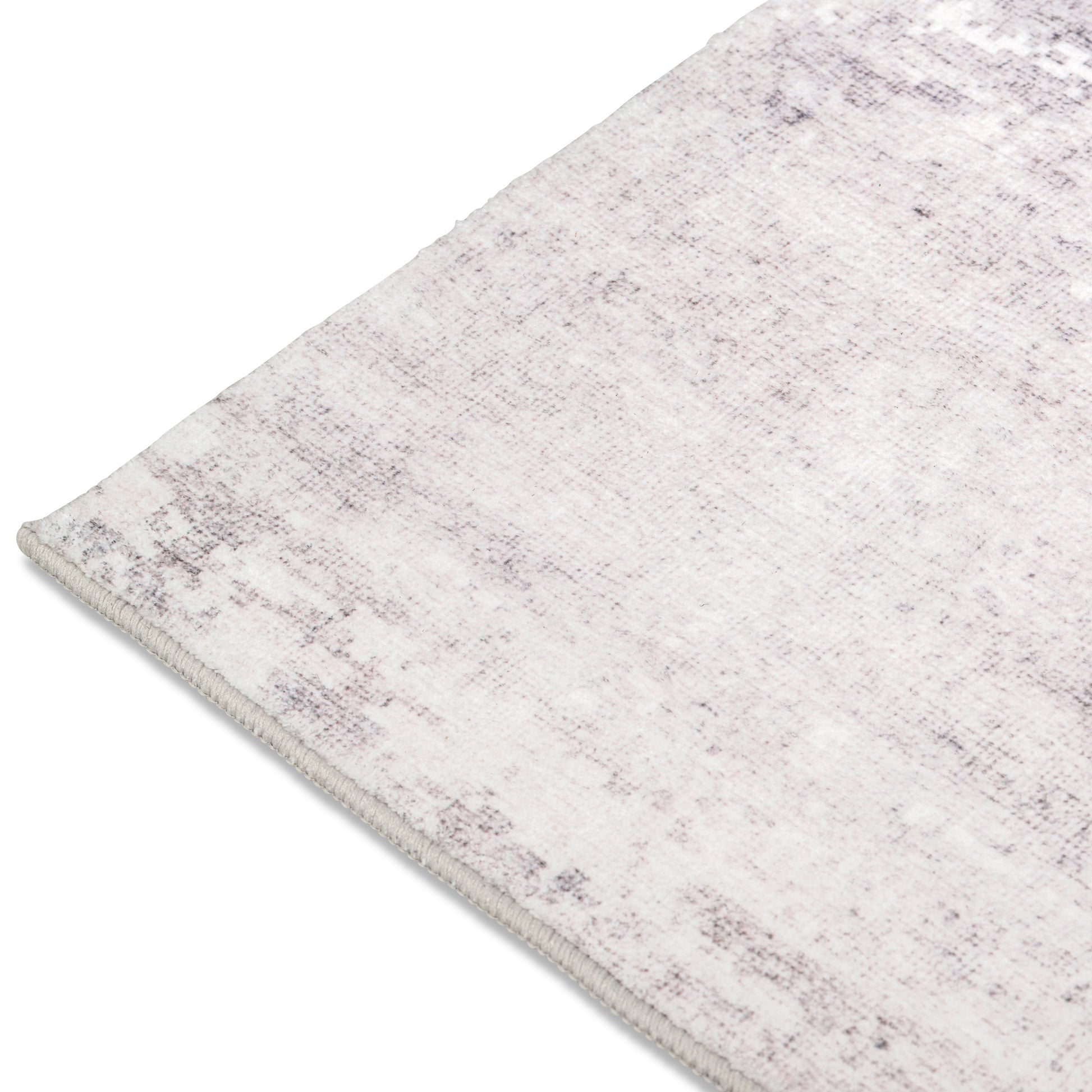 Distressed Abstract Ultra-Soft Ivory Washable Rug