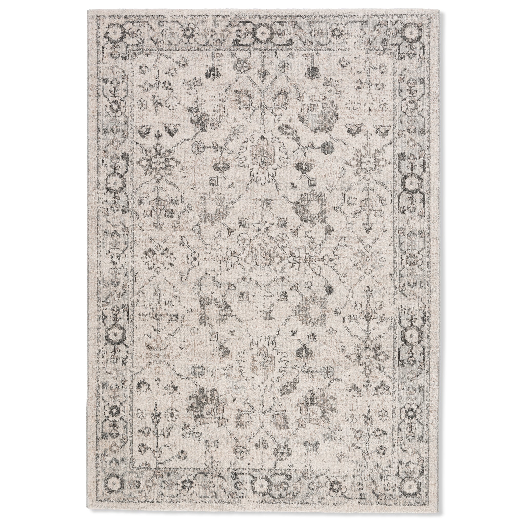 Tapis gris beige de qualité supérieure d'inspiration vintage Farahan