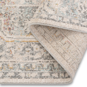 Tapis gris beige de qualité supérieure d'inspiration vintage Farahan