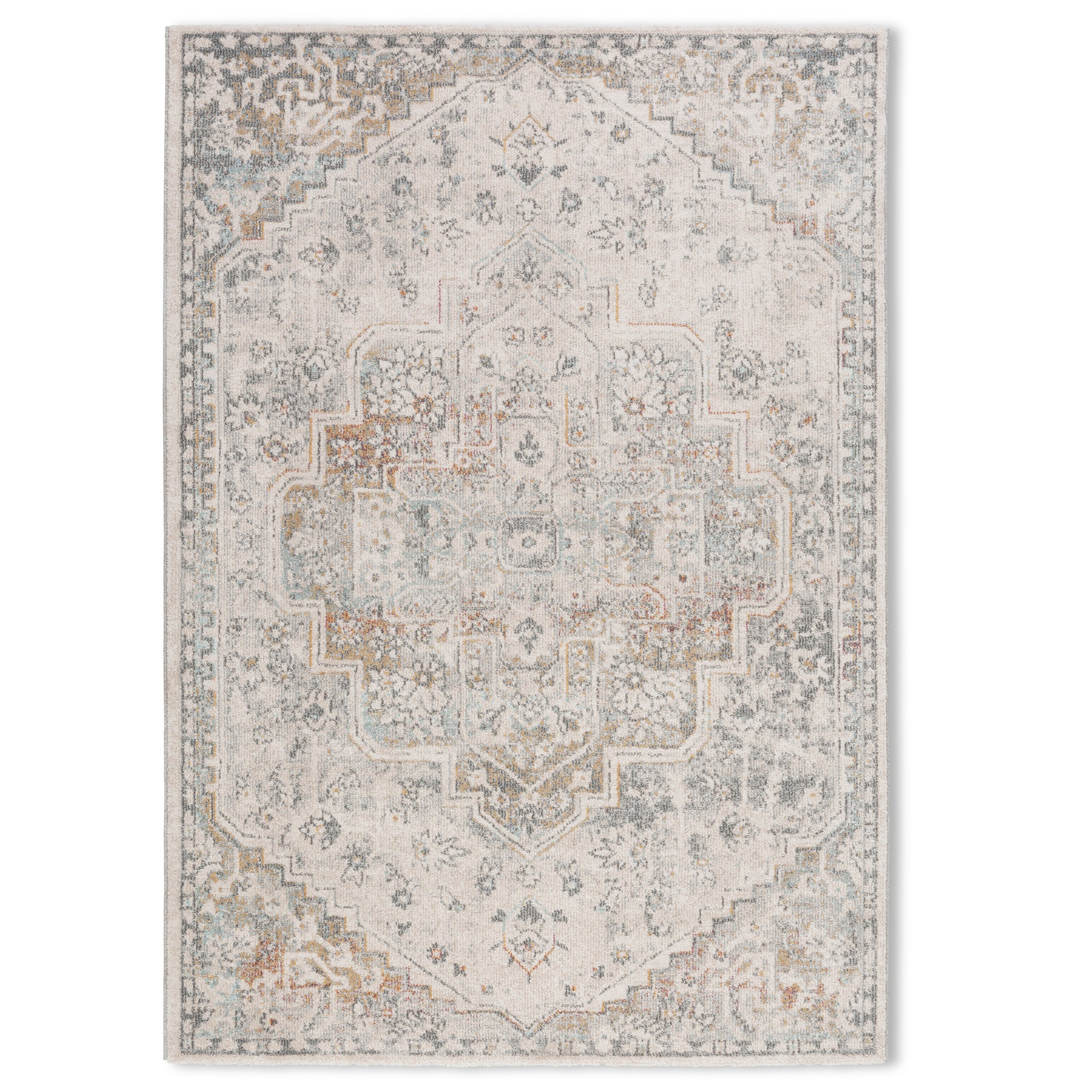 Tapis gris beige de qualité supérieure d'inspiration vintage Farahan