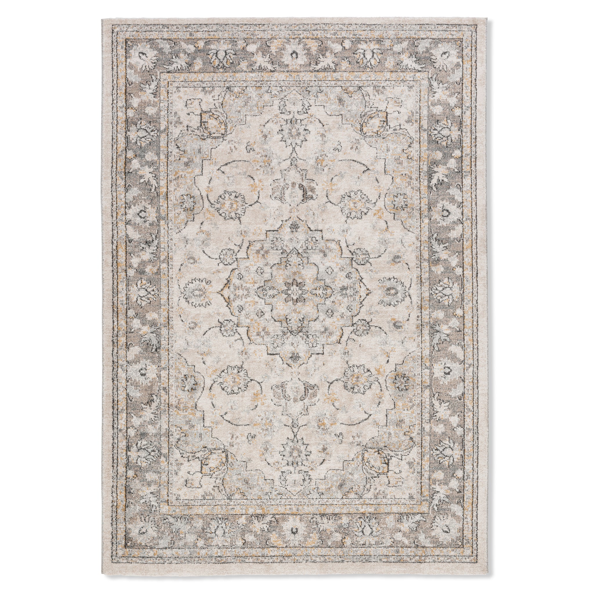 Tapis gris beige de qualité supérieure d'inspiration vintage Farahan