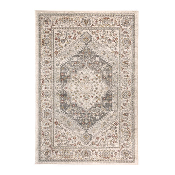 Tapis gris beige de qualité supérieure d'inspiration vintage Farahan