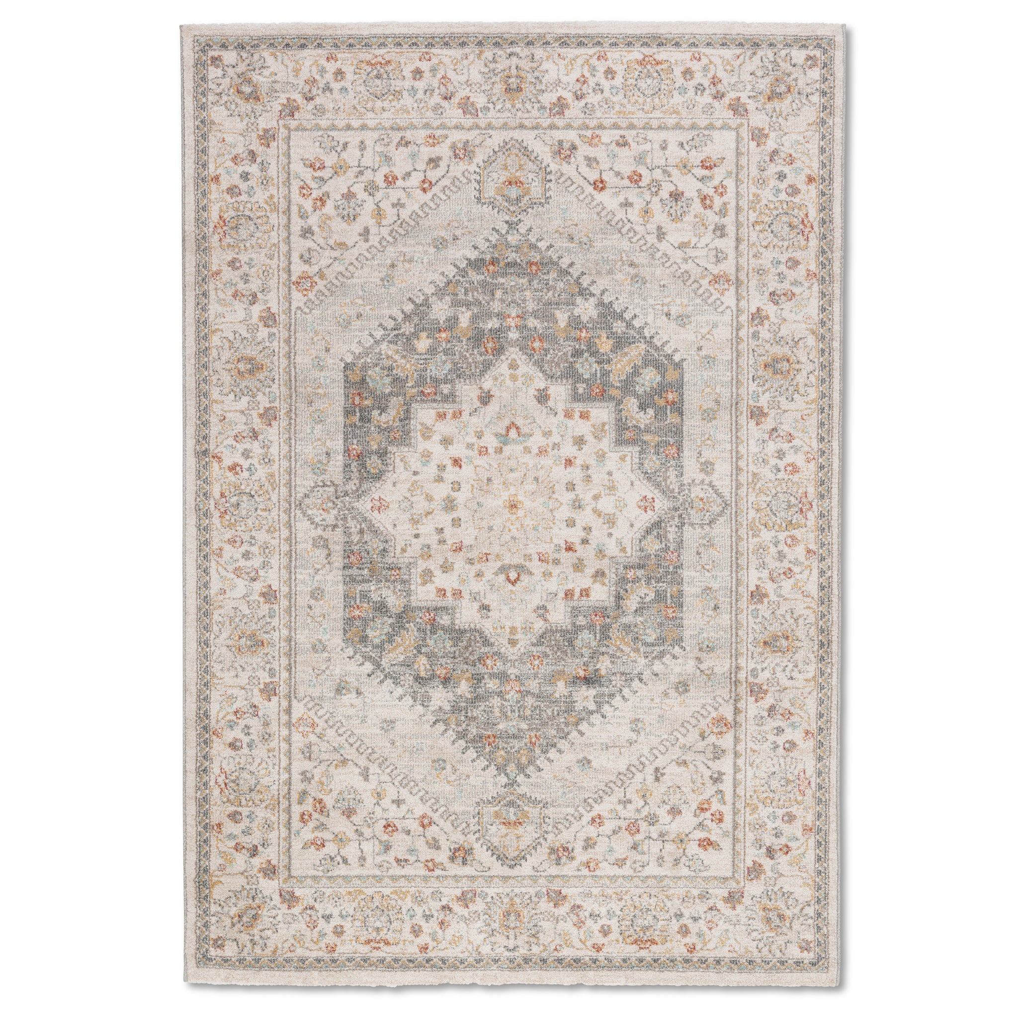 Tapis gris beige de qualité supérieure d'inspiration vintage Farahan