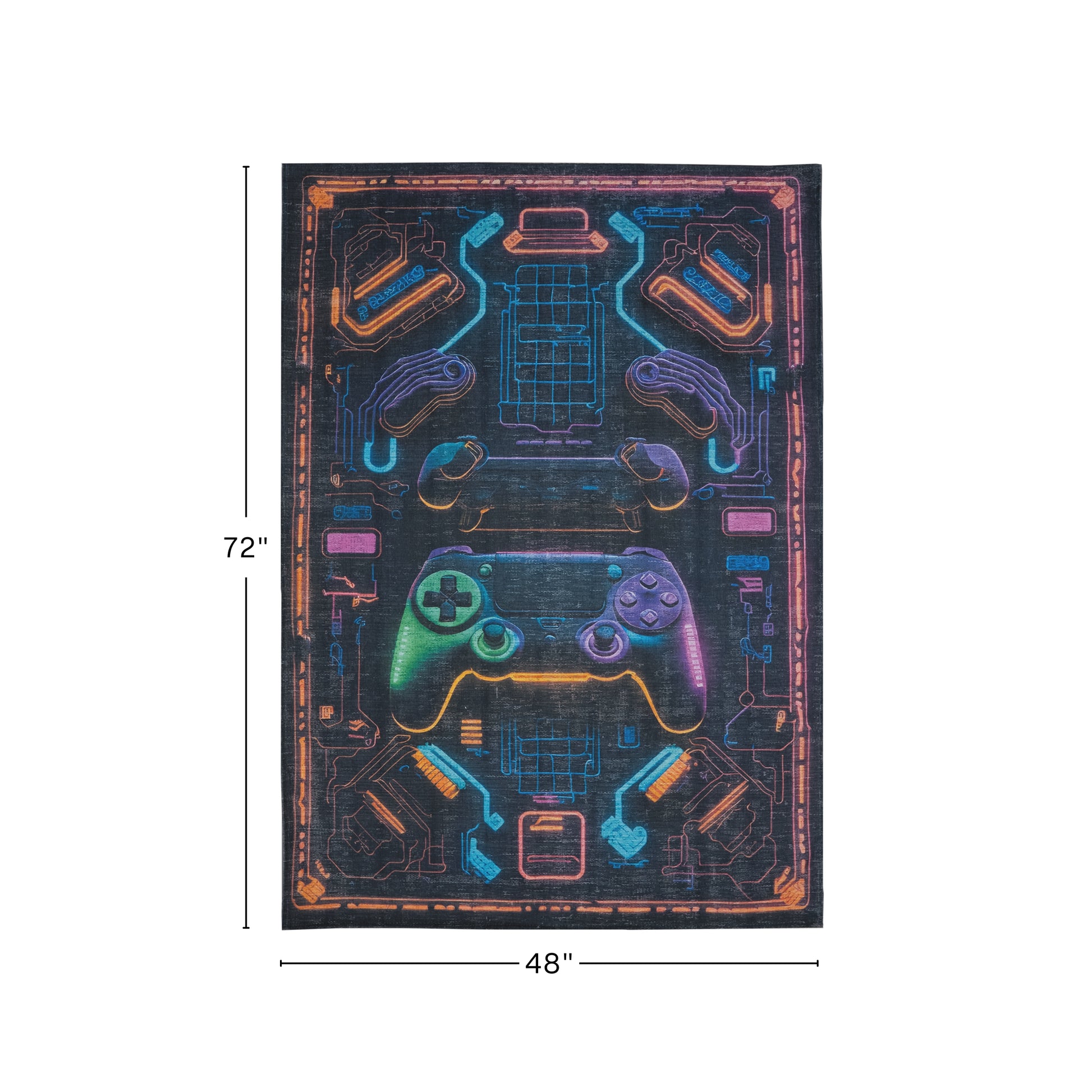 Neon Console Gaming Arcade Machine Washable Indoor Area Rug