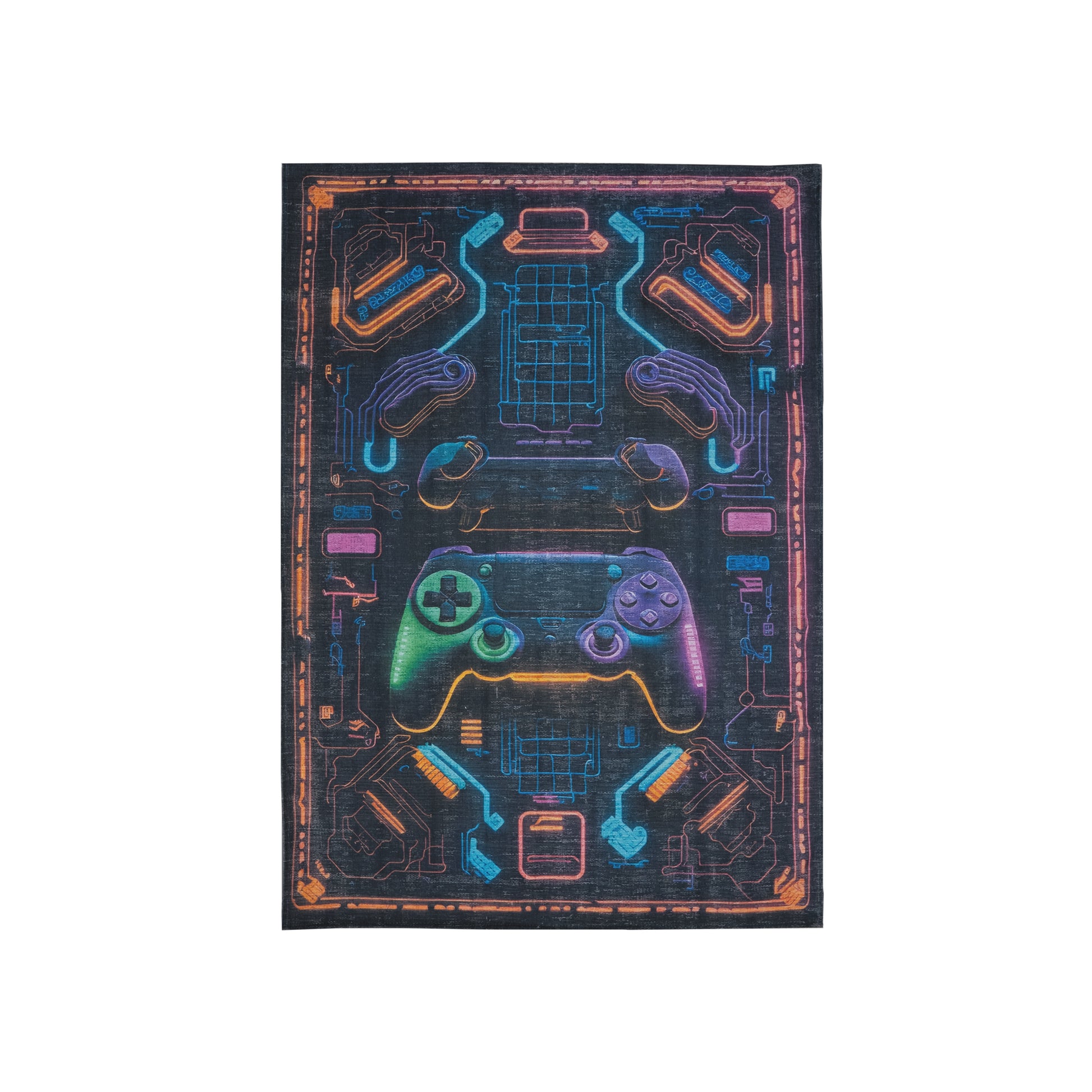 Neon Console Gaming Arcade Machine Washable Indoor Area Rug