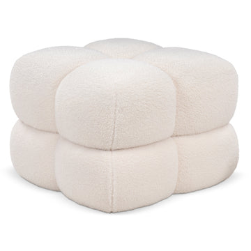 Niva Ivory Quilted Bouclé Ottoman