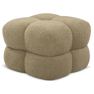 Niva Moss Quilted Bouclé Ottoman