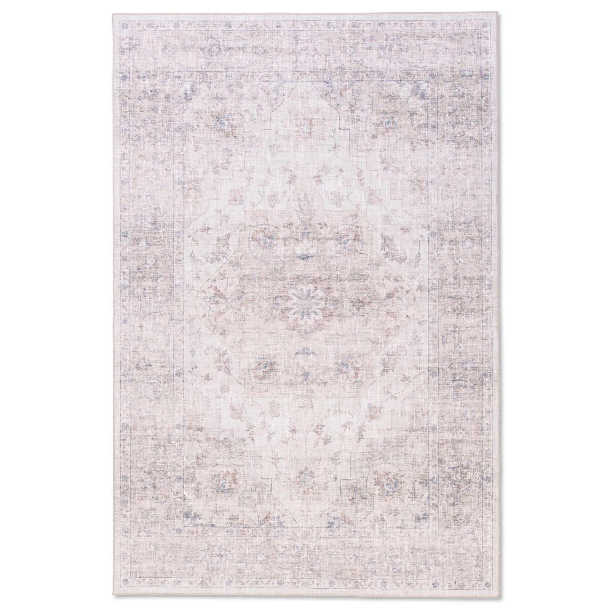 Magnolia White Bloom Premium Washable Rug