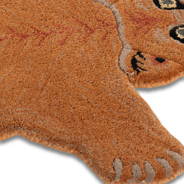 Kids Jungle Animal Cutout Grizzly Brown Bear Wool Rug