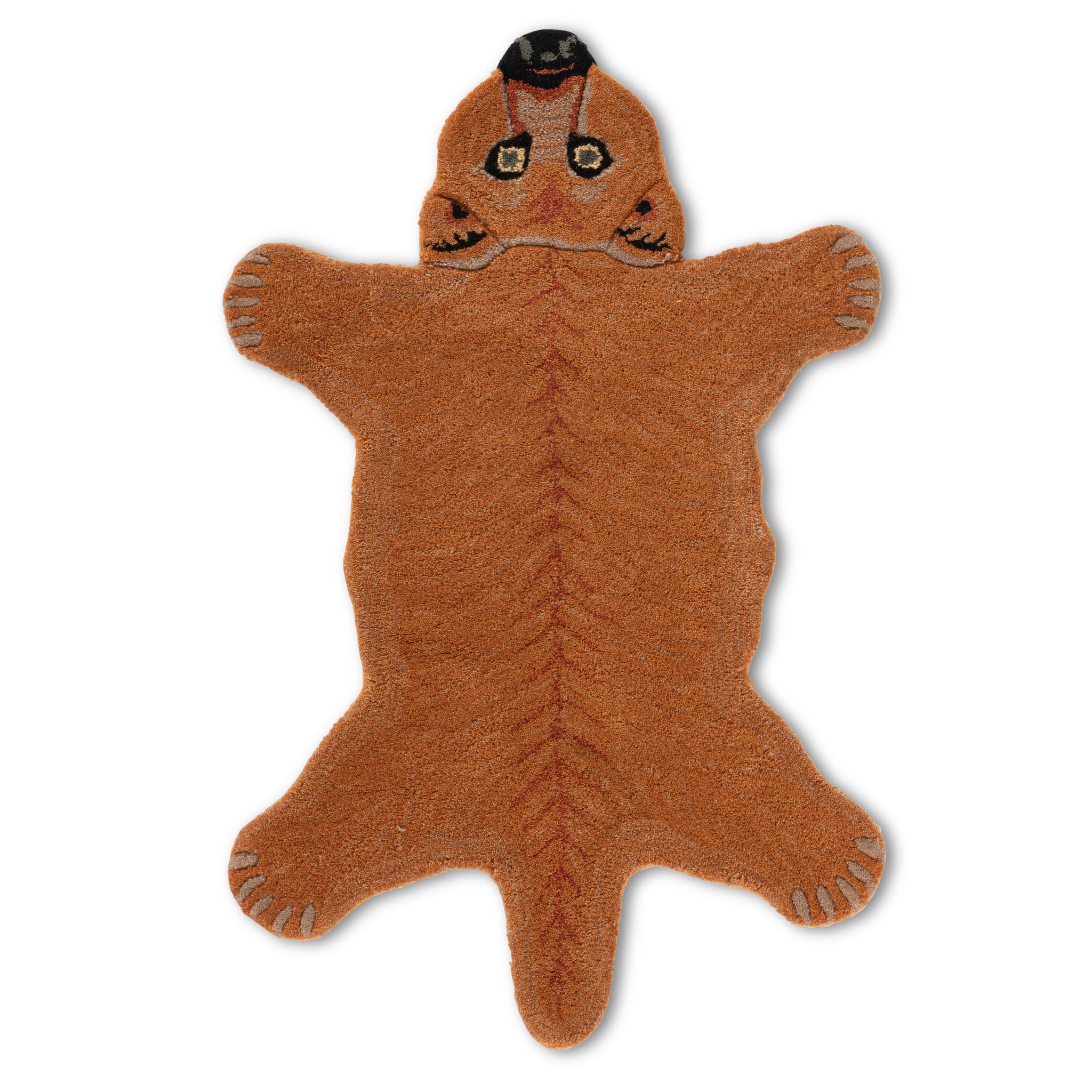 Kids Jungle Animal Cutout Grizzly Brown Bear Wool Rug