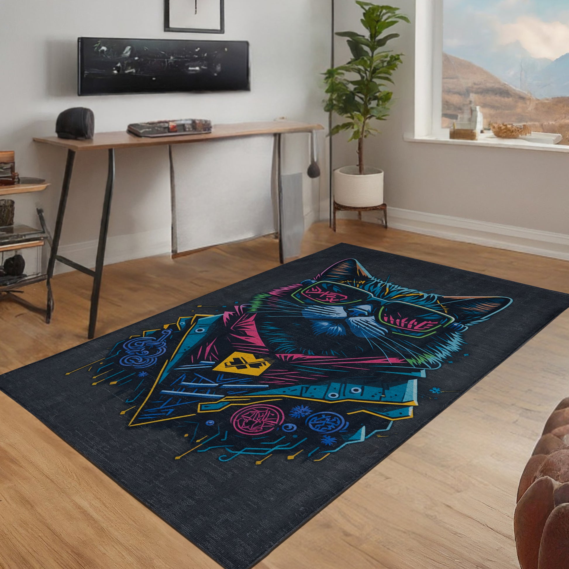 Cool Cat Gaming Arcade Machine Washable Indoor Area Rug