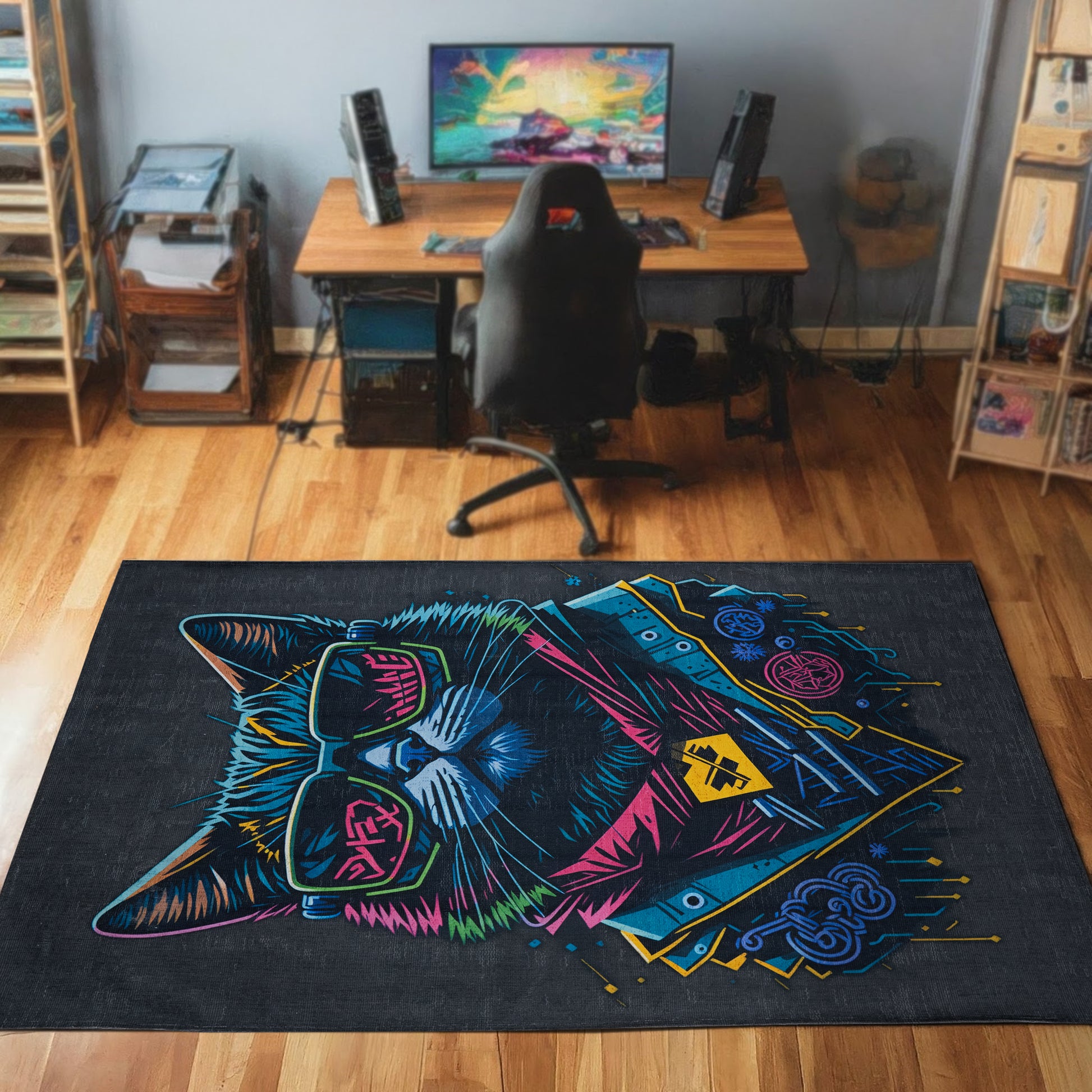 Cool Cat Gaming Arcade Machine Washable Indoor Area Rug