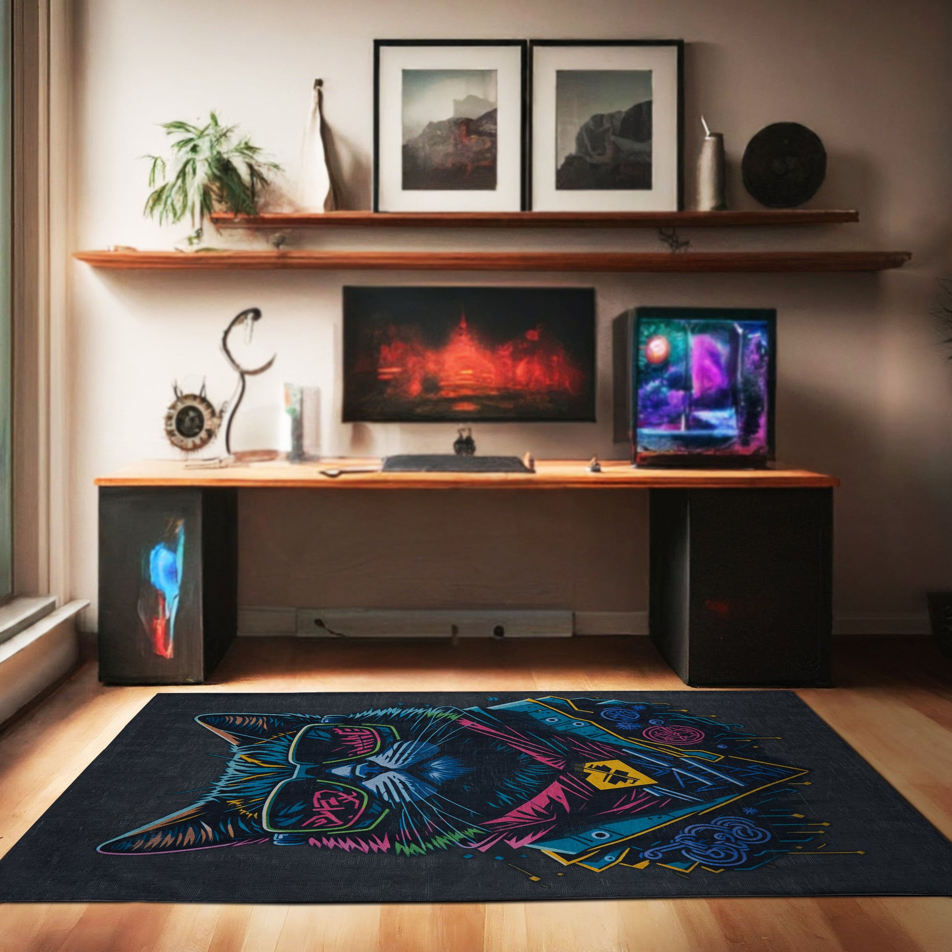 Cool Cat Gaming Arcade Machine Washable Indoor Area Rug