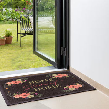 Matologie Charcoal Home Sweet Home Easy Clean Indoor-Outdoor Door Mat