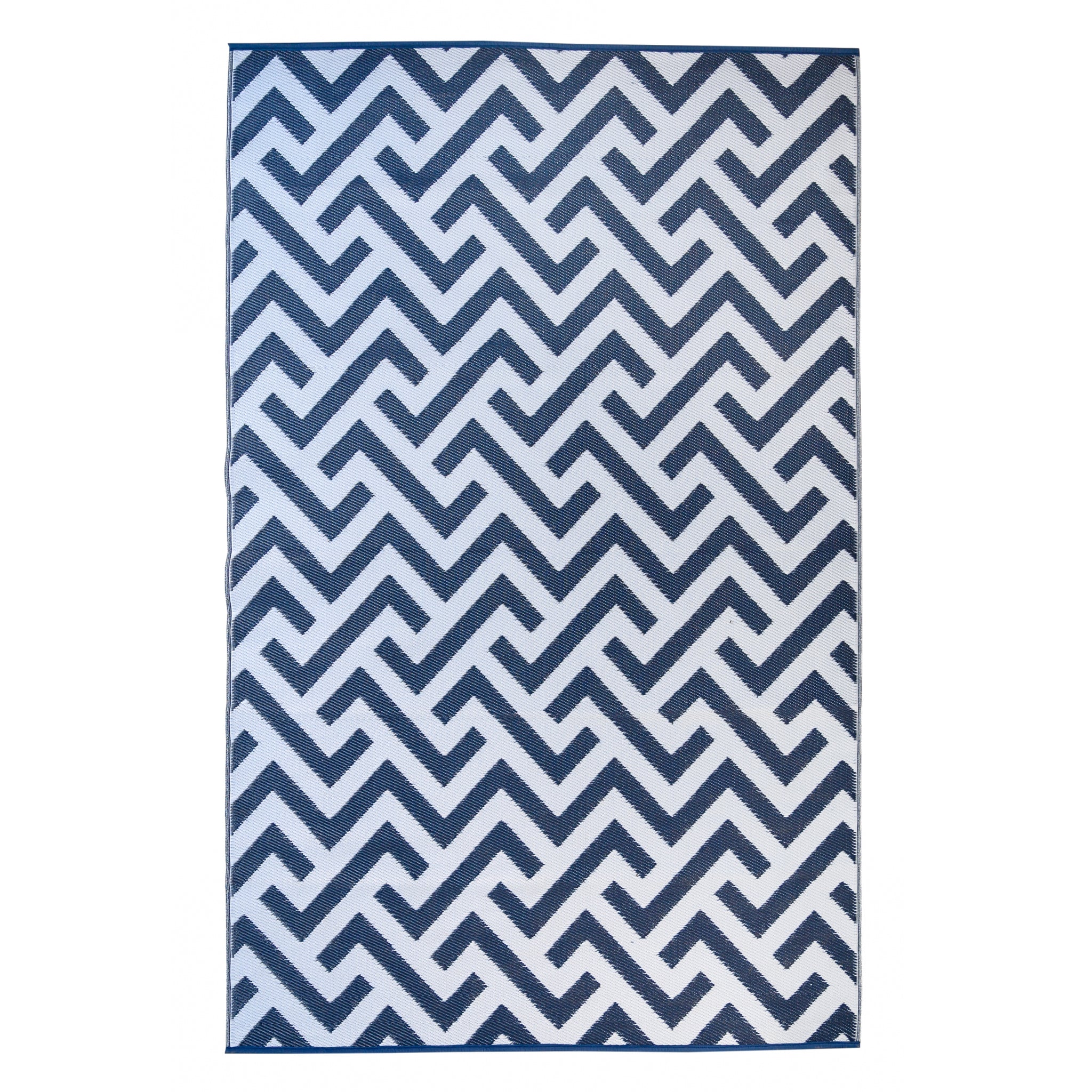 Blue Jacquard Reversible Indoor/Outdoor Plastic Rug