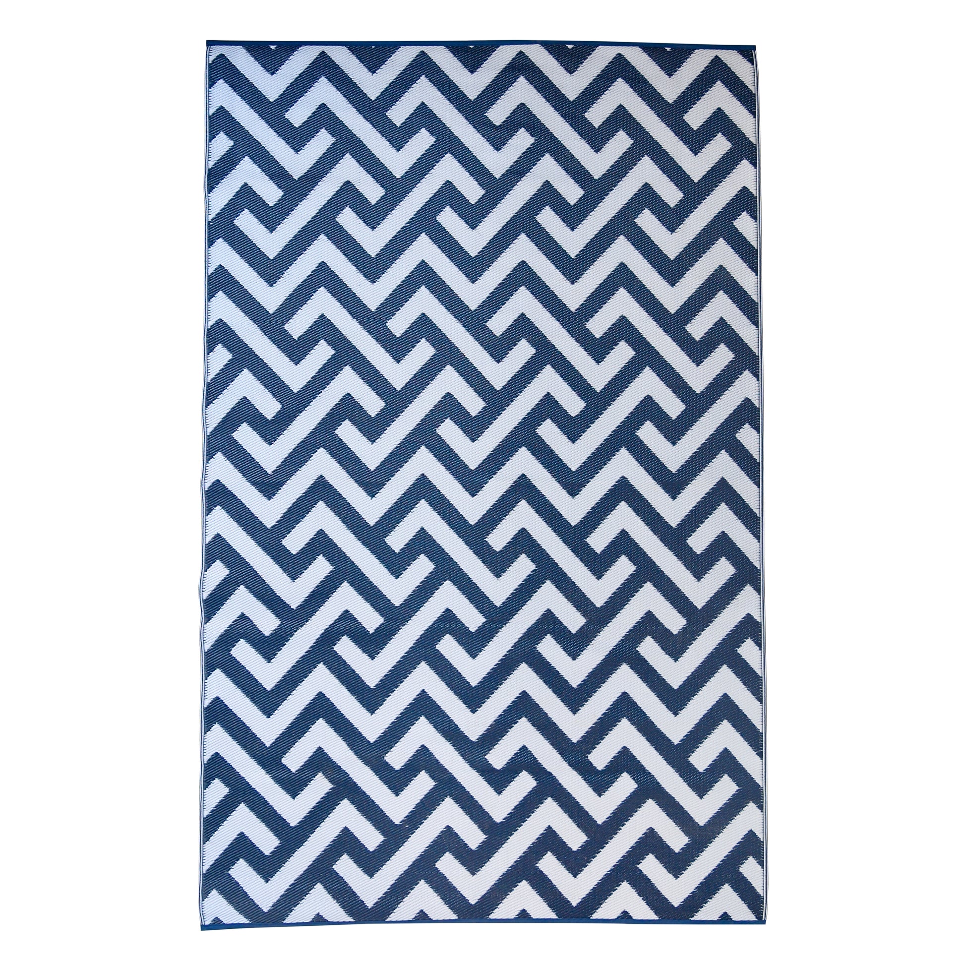 Blue Jacquard Reversible Indoor/Outdoor Plastic Rug