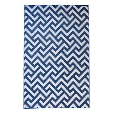 Blue Jacquard Reversible Indoor/Outdoor Plastic Rug