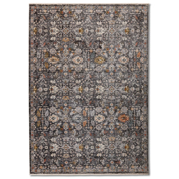Taupe Light Grey Floral Distressed Rug