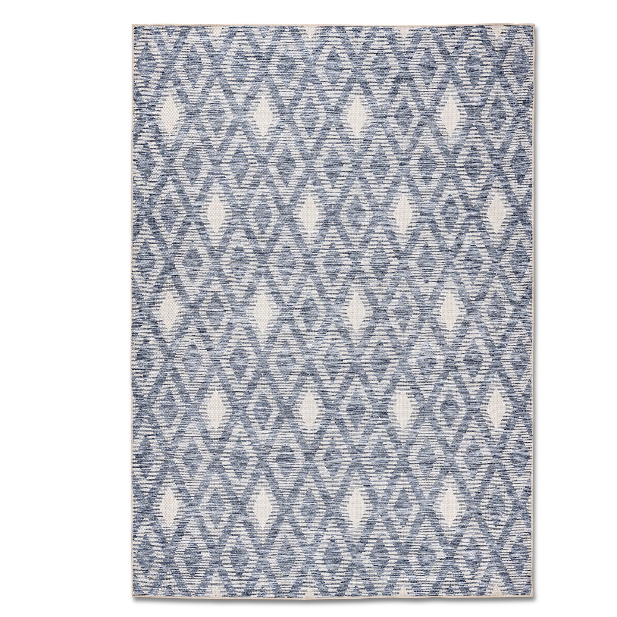 Twilight Diamond Grid Blue Outdoor Rug