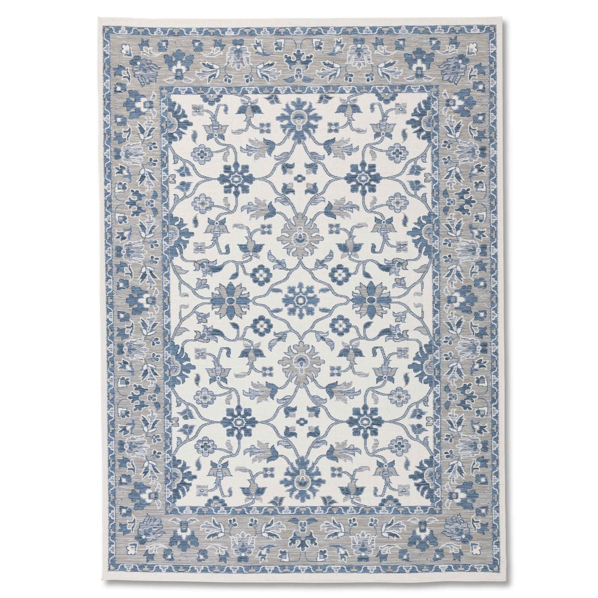 Teal Bloom Oriental Outdoor Rug