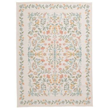 Heritage Botanical White Floral Indoor/Outdoor Area Rug - Erbanica
