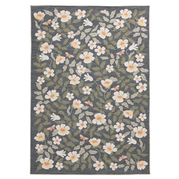 Midnight Blossom Grey Outdoor Rug - Erbanica