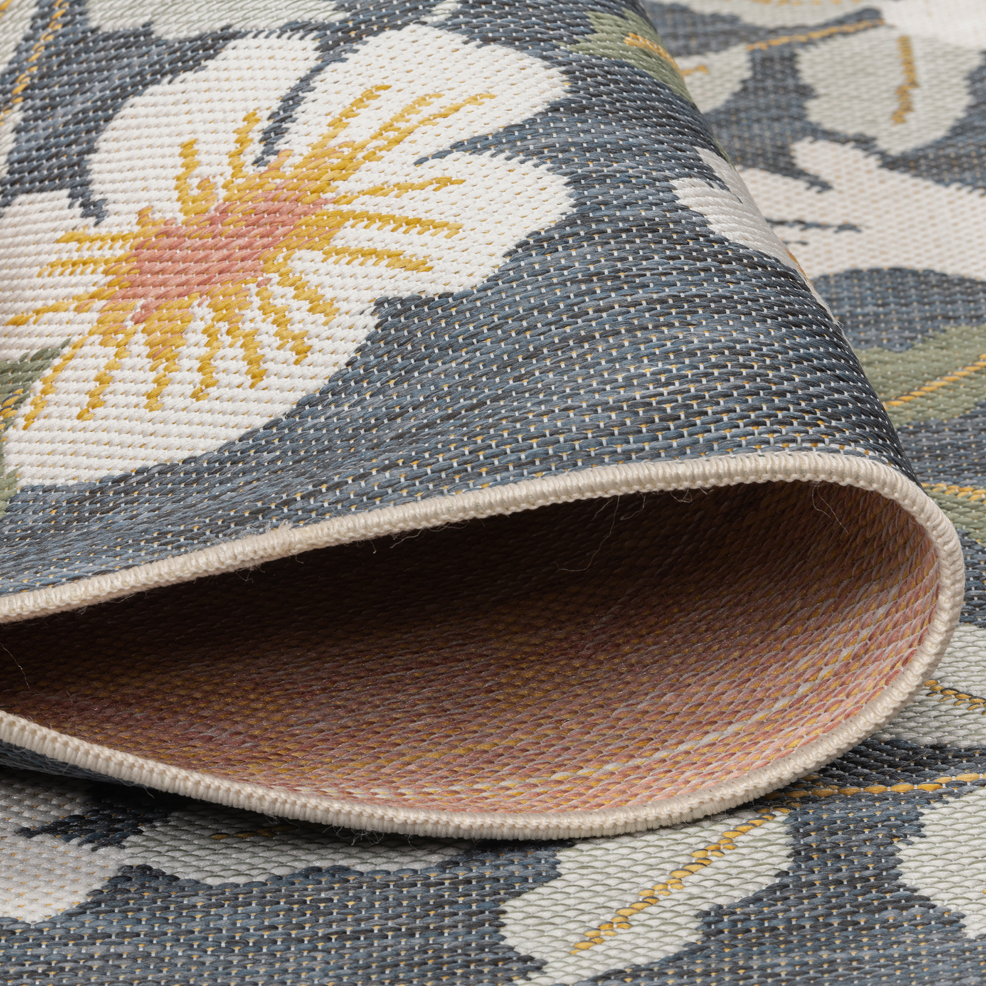 Midnight Blossom Grey Outdoor Rug - Erbanica
