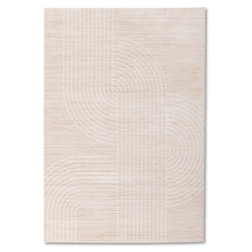 Modern Geometric Mid-Century Ivory Rug