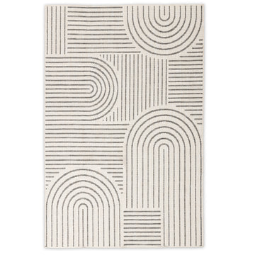 Portico Geometric Indoor/Outdoor Rug – Ivory & Charcoal