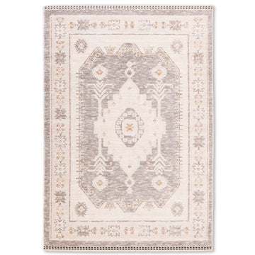 Tapis gris beige de qualité supérieure d'inspiration vintage Farahan