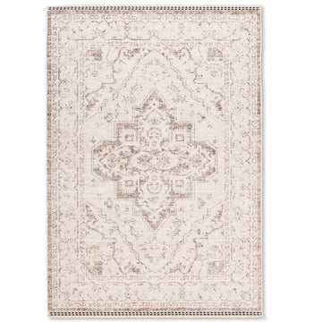 Tapis gris beige de qualité supérieure d'inspiration vintage Farahan