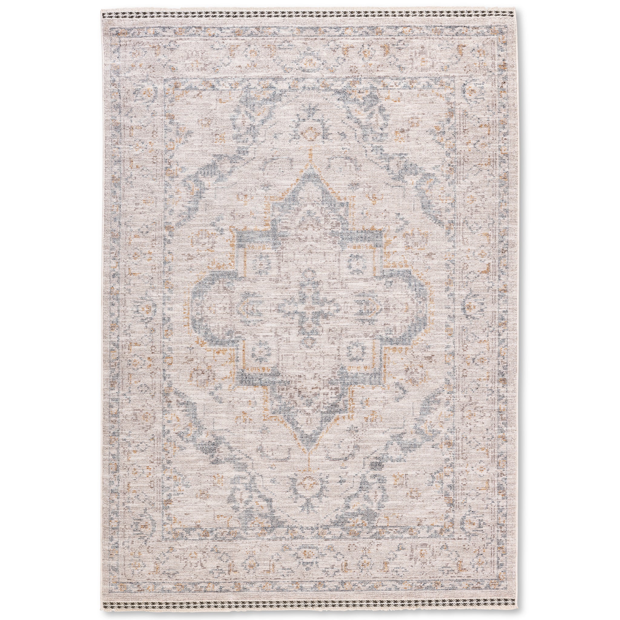 Tapis gris beige de qualité supérieure d'inspiration vintage Farahan