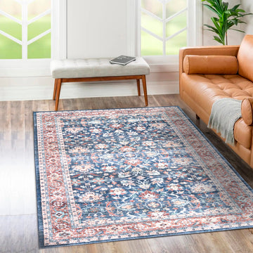 Ultra Soft Touch Transitional Navy Blue Indoor Rug