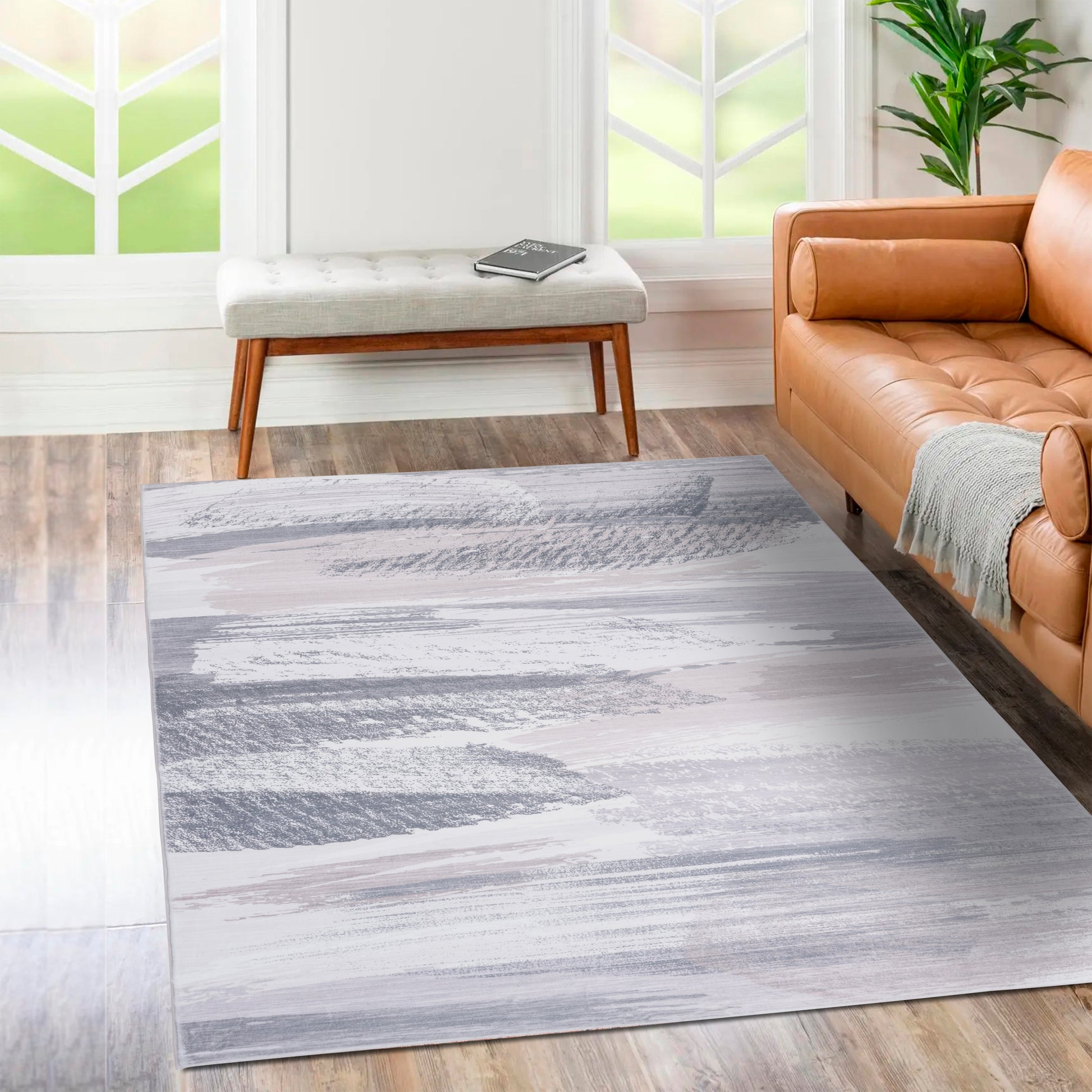 Ultra Soft Touch Durable Abstract Grey Indoor Area Rug Carpet for Living Room, Bedroom, Kids Room