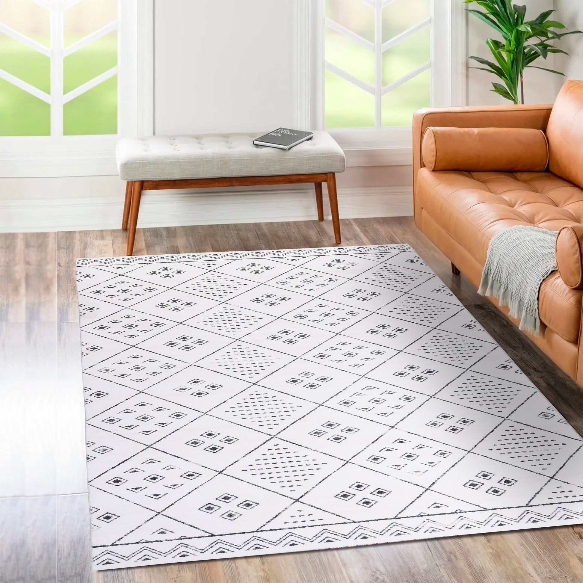 Ultra Soft Touch Durable Abstract Grey Indoor Area Rug Carpet for Living Room, Bedroom, Kids Room