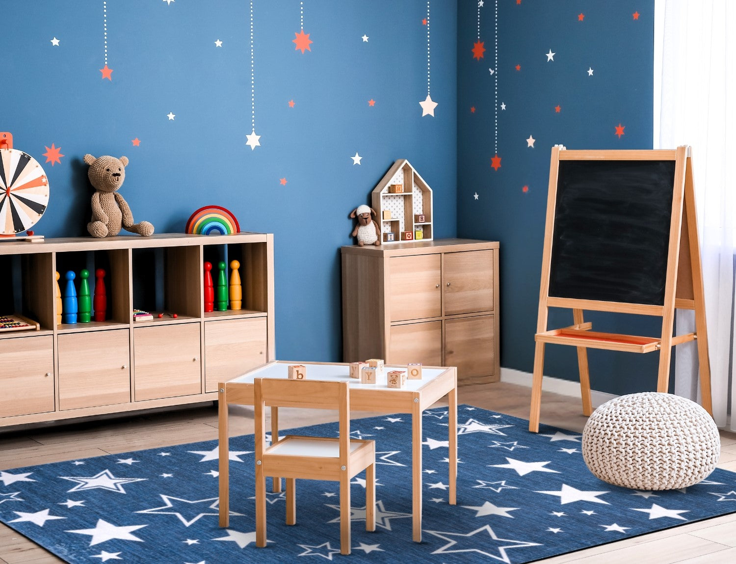 Playful Ultra Soft Kids Rug 4' x 6' Ft. with Galaxy Stars for Playroom, Nursery, Children Bedroom, Living Room