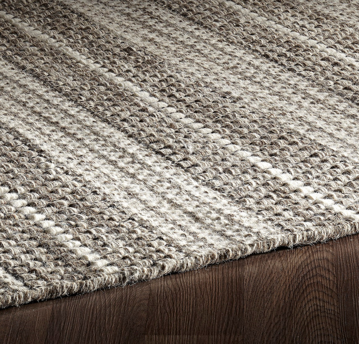 Handmade Light Grey Reversible Wool Rug